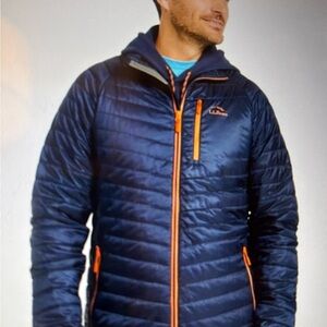 L.L. Bean Men's Blue Puffer with Bright Orange Accents